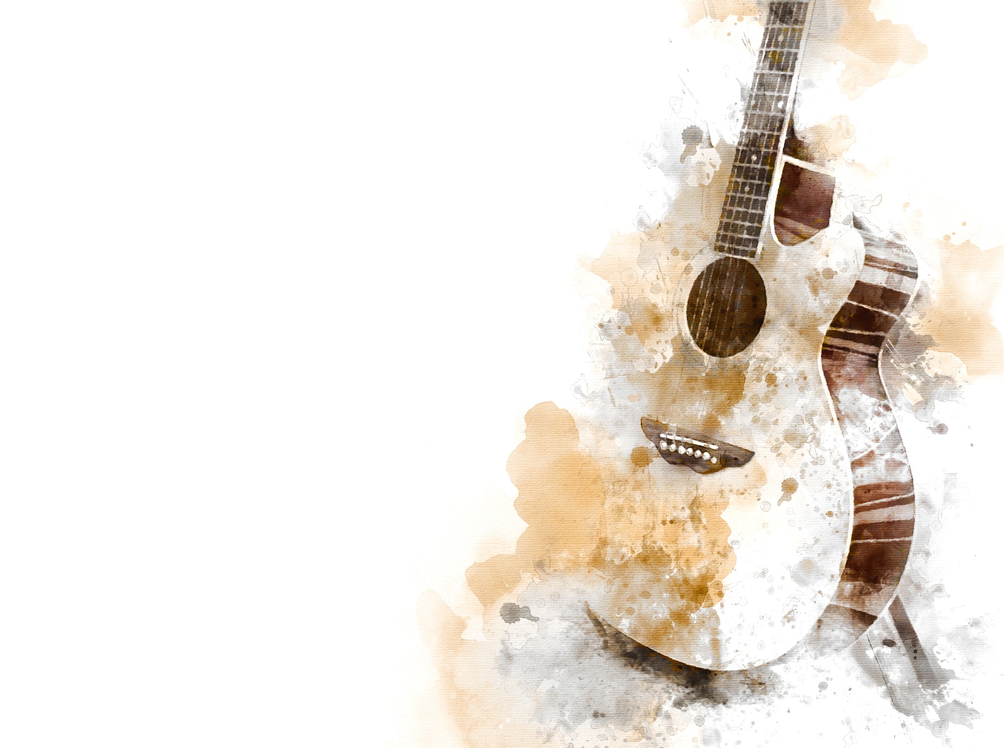 Acoustic guitar illustrated in warm watercolour tones